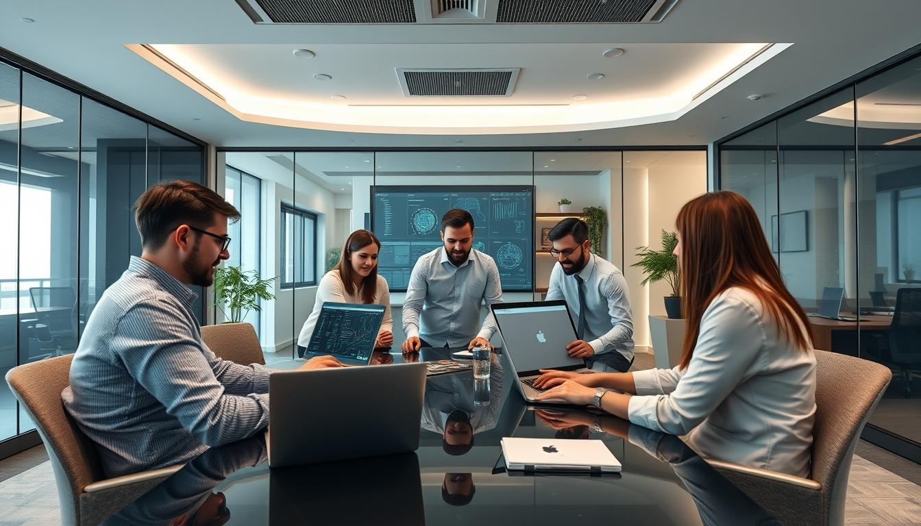 Business software development team collaboration